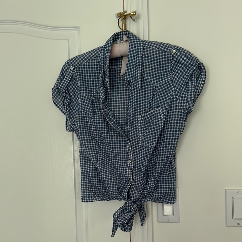 Promod Blue Checkered Blouse
